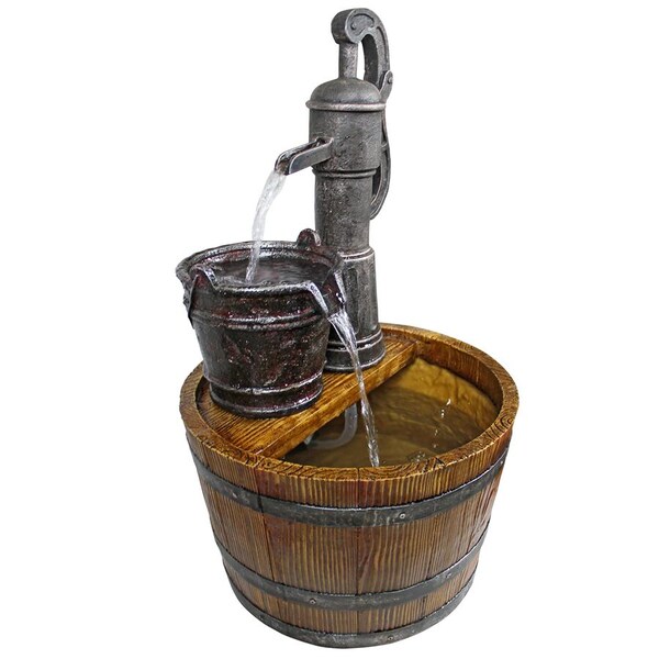 Design Toscano Cistern Well Pump Barrel Garden Fountain - SS11155