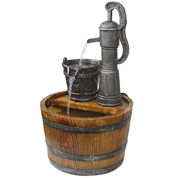 Design Toscano Cistern Well Pump Barrel Garden Fountain - SS11155