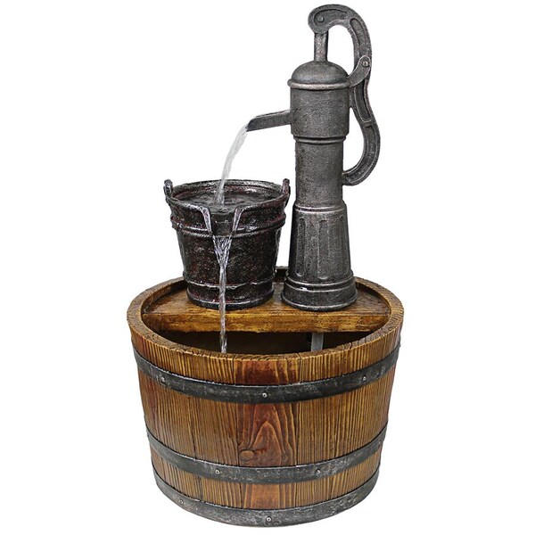 Design Toscano Cistern Well Pump Barrel Garden Fountain - SS11155
