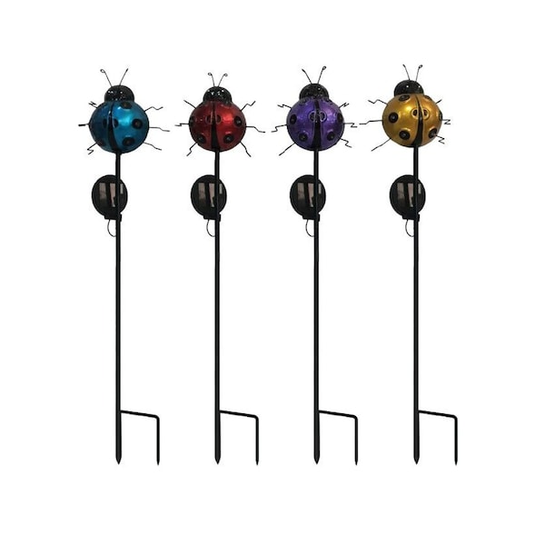 Infinity Infinity Black Iron 24 in. H Ladybug Solar Garden Stake - XY9173