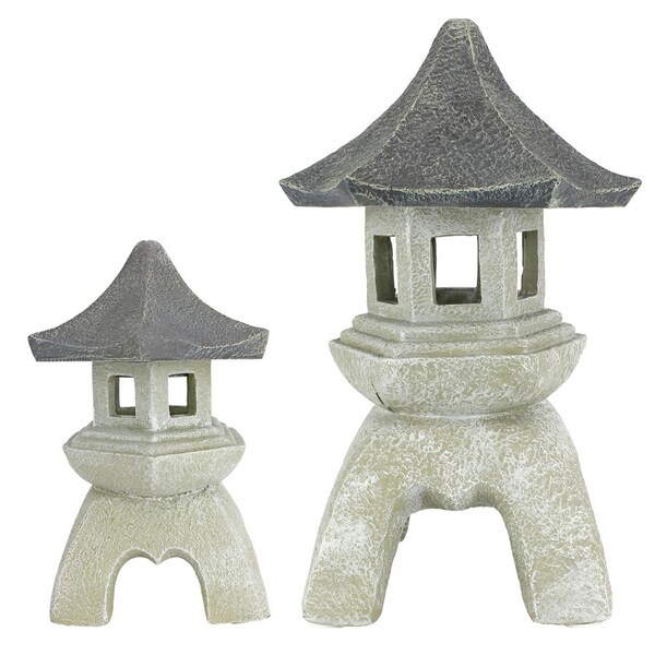 Design Toscano Pagoda Lantern Sculpture: Set of Medium and Large - NG999870