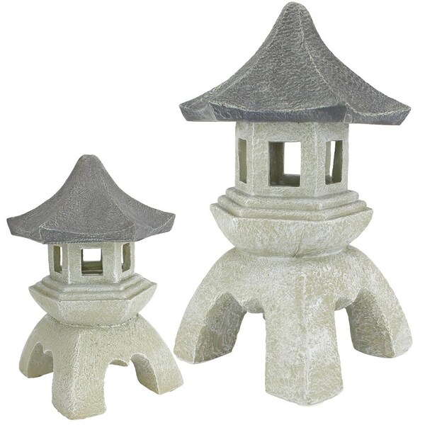 Design Toscano Pagoda Lantern Sculpture: Set of Medium and Large - NG999870