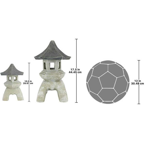 Design Toscano Pagoda Lantern Sculpture: Set of Medium and Large - NG999870