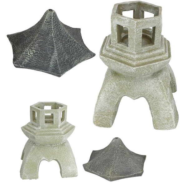 Design Toscano Pagoda Lantern Sculpture: Set of Medium and Large - NG999870