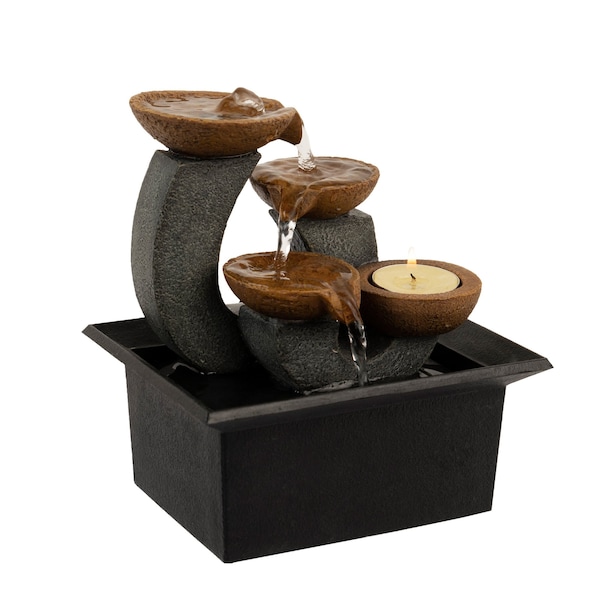 Pure Garden 3-Tier Tabletop Water Fountain, Black - 50-LG5067