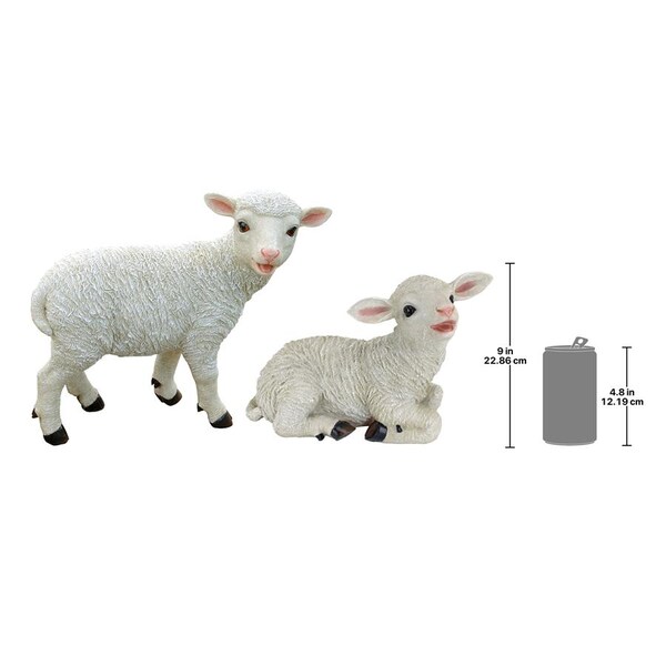Design Toscano Yorkshire Lamb Garden Statues: Sitting Lamb & Standing Lamb - QL957573