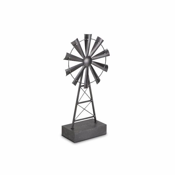 Homeroots 21 in. Metal Windmill Hand Painted Sculpture, Gray - 483250