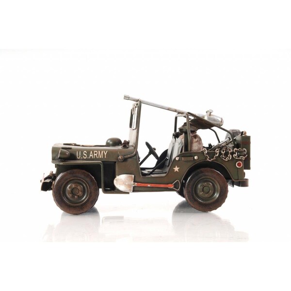Homeroots 6 in. Metal Hand Painted Decorative Truck, Army Green - 401117