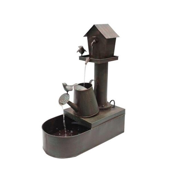 Alpine 24 in. Birdhouse into Watercan Floor Fountain - MAZ260