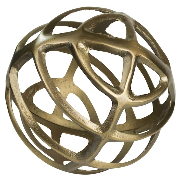 Palacedesigns Gold Metal Geometric Sphere, Brass - PA3091311