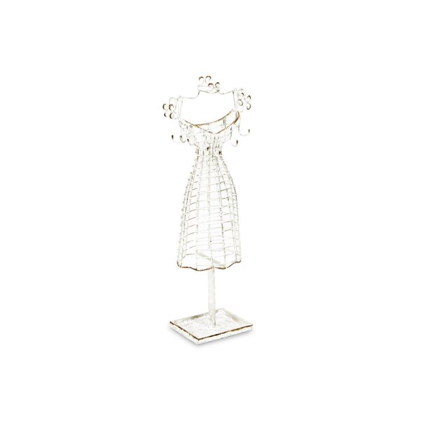 Homeroots 17 in. Metal Dress Form Sculpture & Jewelry Holder, Silver - 483253