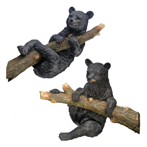 Design Toscano Up a Tree Hanging Black Bear Cub Statues: Climbing & Hanging Set - KY969868
