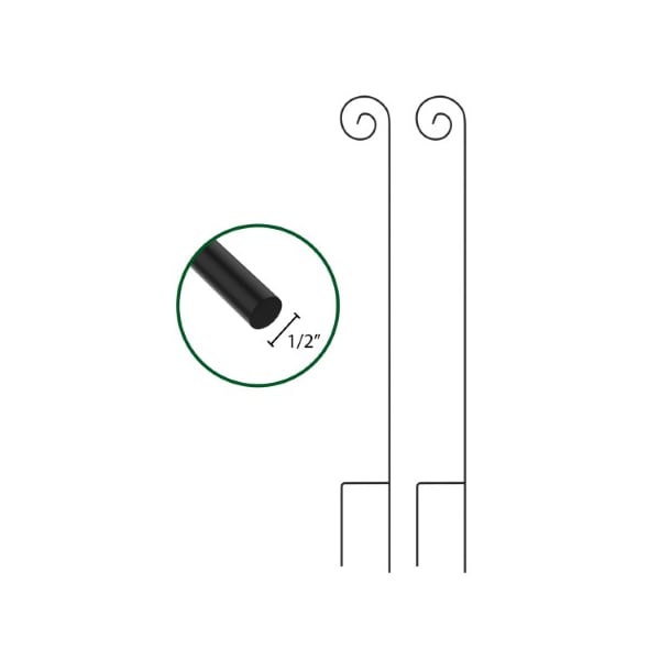 Nature Spring Shepherd Hooks-Set of 2-Metal Pole with Hooks for Hanging Baskets, Bird Feeders and Lanterns - 119798OGO
