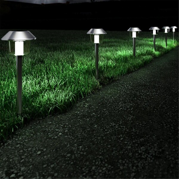 Propation 17 in. Solar Pathway Stainless Steel Outdoor Stake Lighting for Garden, Silver - PR2178133