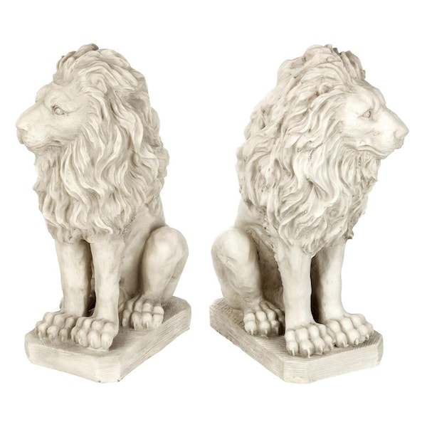 Design Toscano Mansfield Manor Lion Sentinel Statue: Set of Left and Right - SH943