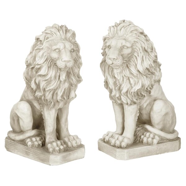 Design Toscano Mansfield Manor Lion Sentinel Statue: Set of Left and Right - SH943