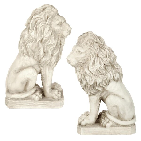 Design Toscano Mansfield Manor Lion Sentinel Statue: Set of Left and Right - SH943