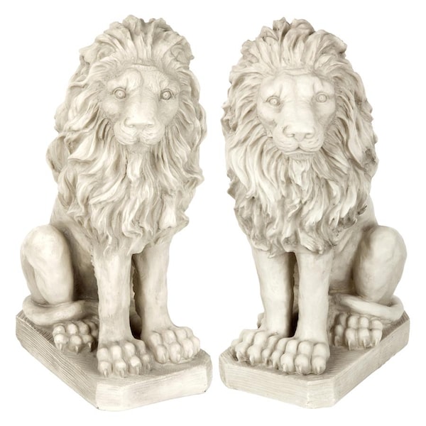 Design Toscano Mansfield Manor Lion Sentinel Statue: Set of Left and Right - SH943
