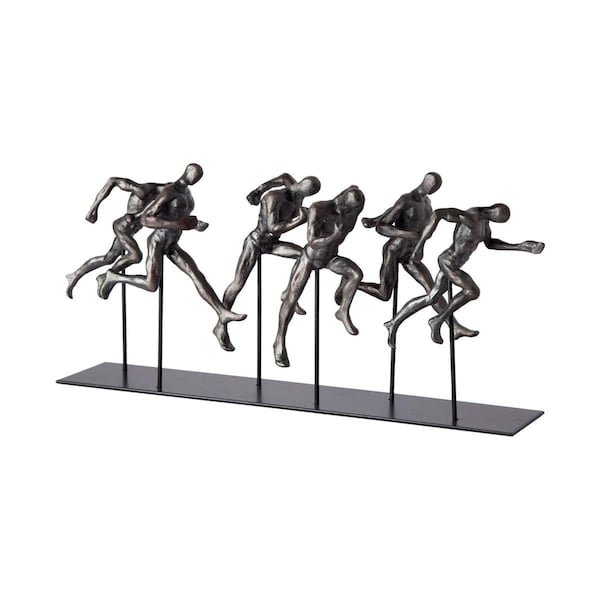 Homeroots 7 x 5 x 18 in. Black Resin Sprinters Sculpture - 392399
