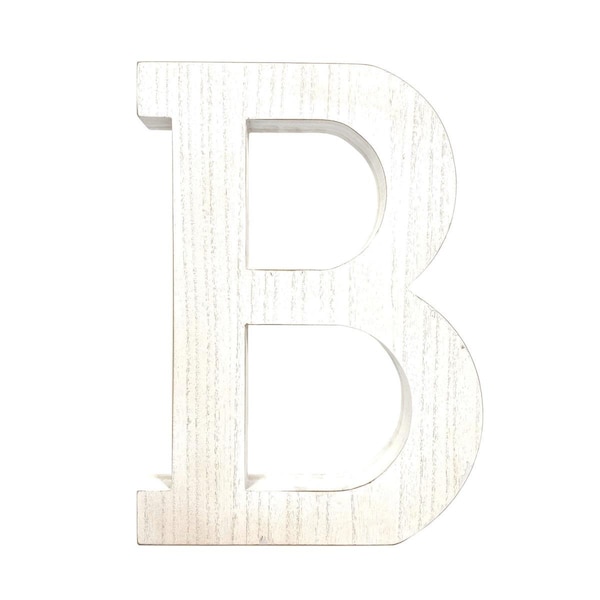 Palacedesigns 16 in. Distressed Wooden Initial Letter B Sculpture, White Wash - PA3110702