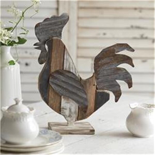 Ctw Home 11 x 4 x 13 in. Reclaimed Wood Rooster Sculpture - 530420