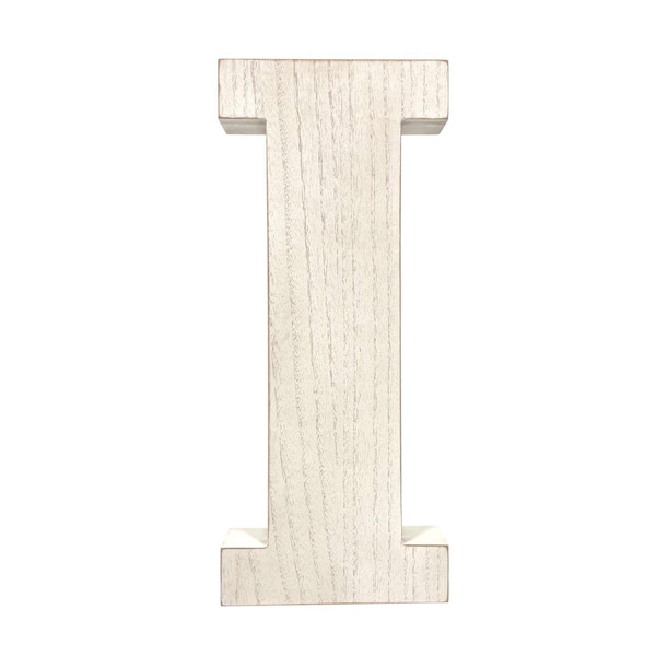 Palacedesigns 16 in. Distressed Wooden Initial Letter I Sculpture, White Wash - PA3102155
