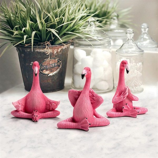 Design Toscano The Zen of Pink Flamingos Yoga Garden Statues: Medium - QL60051