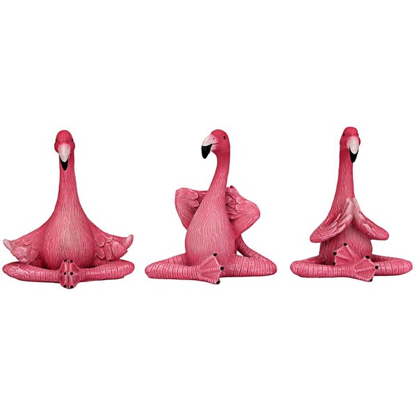 Design Toscano The Zen of Pink Flamingos Yoga Garden Statues: Medium - QL60051