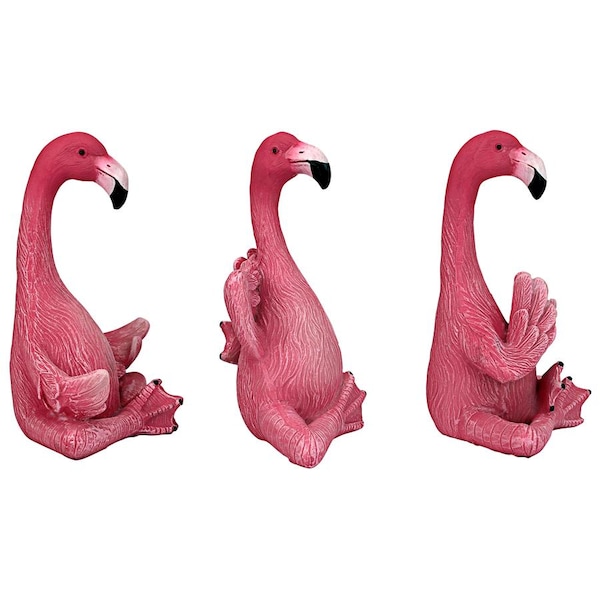 Design Toscano The Zen of Pink Flamingos Yoga Garden Statues: Medium - QL60051