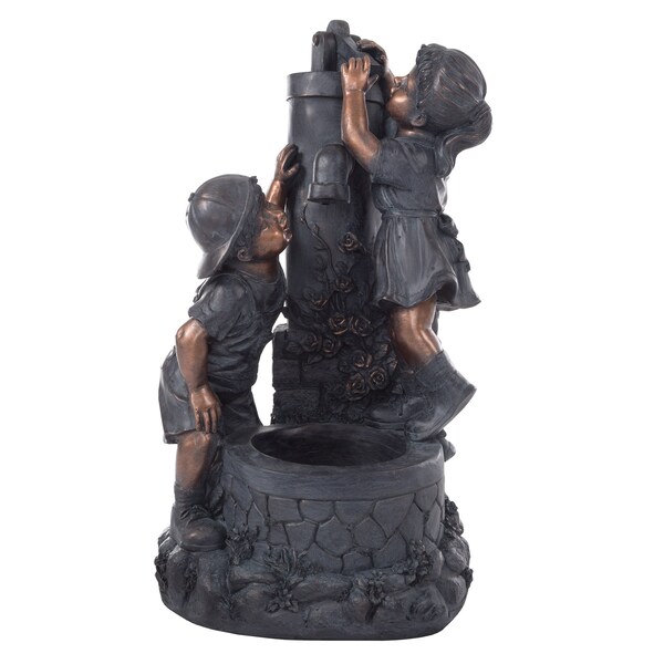 Pure Garden Boy and Girl Water Fountain, Bronze - 50-0002