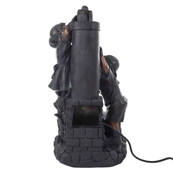 Pure Garden Boy and Girl Water Fountain, Bronze - 50-0002