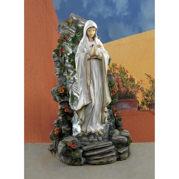 Design Toscano Blessed Virgin Mary Illuminated Garden Grotto Sculpture - KY909