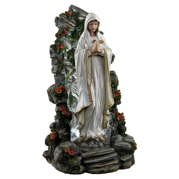 Design Toscano Blessed Virgin Mary Illuminated Garden Grotto Sculpture - KY909