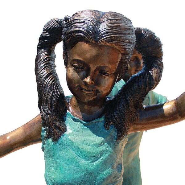 Design Toscano The Adventure, Boy and Girl on Log Cast Bronze Garden Statue - PN7064