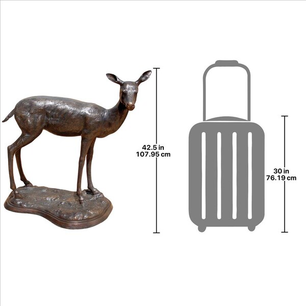 Design Toscano Standing Mother Doe Deer Cast Bronze Garden Statue - AS223681