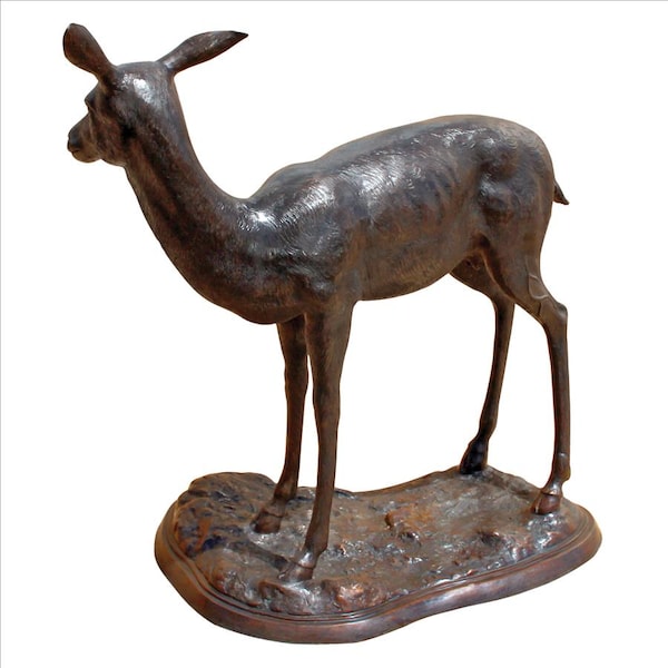Design Toscano Standing Mother Doe Deer Cast Bronze Garden Statue - AS223681