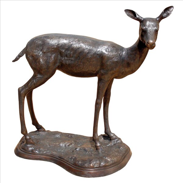 Design Toscano Standing Mother Doe Deer Cast Bronze Garden Statue - AS223681