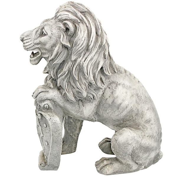 Design Toscano Roaring Beasts of Castello di Rocca Lion Sentinel Statue: Left Paw Up - LY372881