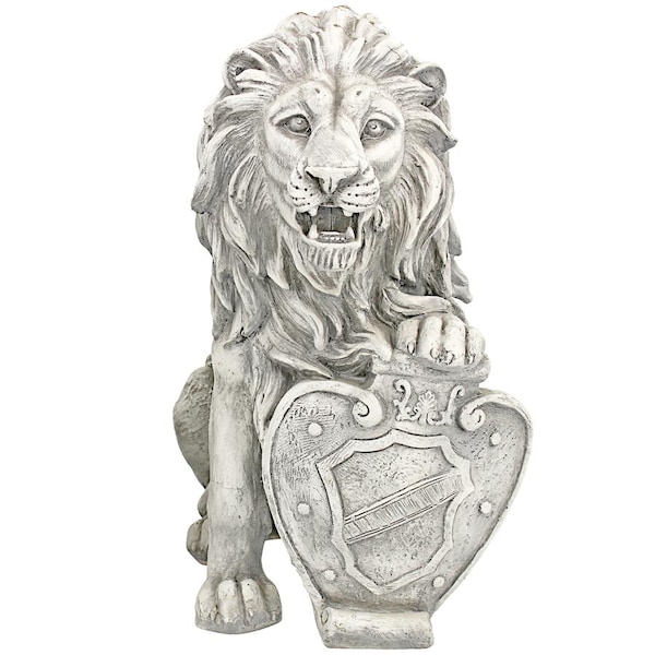 Design Toscano Roaring Beasts of Castello di Rocca Lion Sentinel Statue: Left Paw Up - LY372881