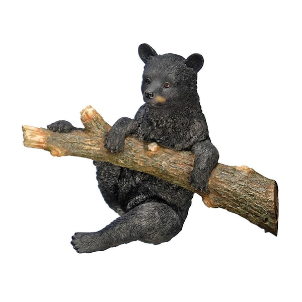 Design Toscano Up a Tree Hanging Black Bear Cub Sculpture: Climbing Bear Cub - KY69869