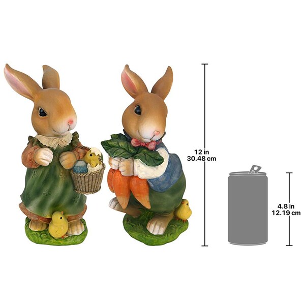 Design Toscano Bunny Hop Lane Mother and Father Rabbit Statues: Set of Two - QM922618