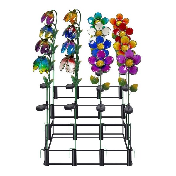Alpine Alpine Multicolored Glass/Metal 33 in. H Flower Solar Garden Stake, PK16 - SLL2477A