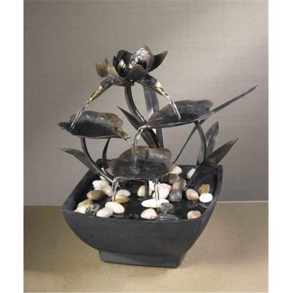 First Floor Designs Cadono Metal Leaves Tabletop Fountain - FI331912
