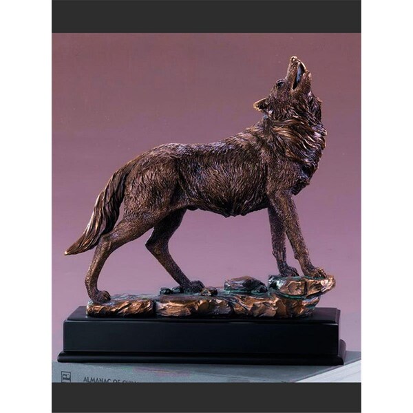 Dwellingdesigns F 12 x 13 in. Treasure of Nature Howling Wolf Bronze Statue - DW3086193