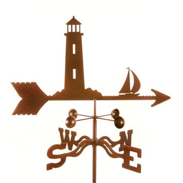Ez Vane EZ Vane EZ1606-PT Lighthouse Weathervane with Post Mount - EZ1606-PT