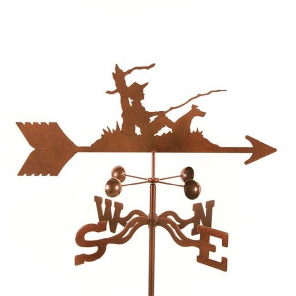 Ez Vane EZ Vane EZ1601-PT Fisherman Weathervane with Post Mount - EZ1601-PT