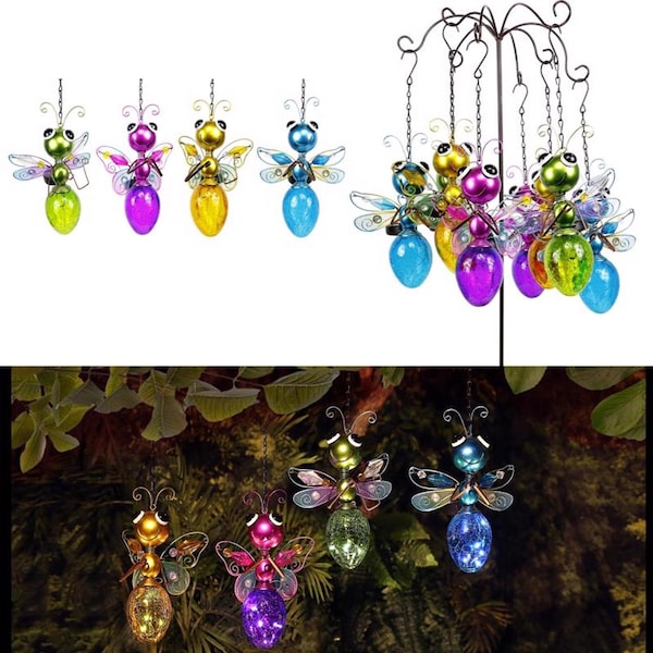 Alpine Alpine Assorted Glass/Metal 16 in. H Hanging Firefly Outdoor Decoration - LJJ940A
