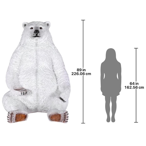 Design Toscano Sitting Pretty Oversized Polar Bear Statue with Paw Seat - NE130086