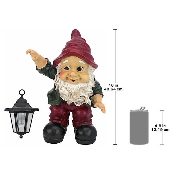 Design Toscano Edison with the Lighted Lantern Garden Gnome Statue - QL30314