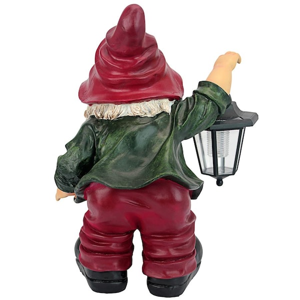 Design Toscano Edison with the Lighted Lantern Garden Gnome Statue - QL30314
